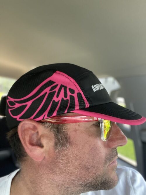 pink designs at the side of the Ainsley’s Angels of America cap